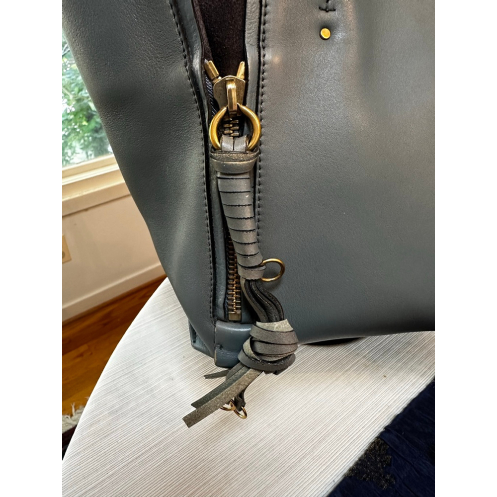 Chloé Leather Slate Blue Leather & Gray Suede Tote Bag - Picture 4 of 16
